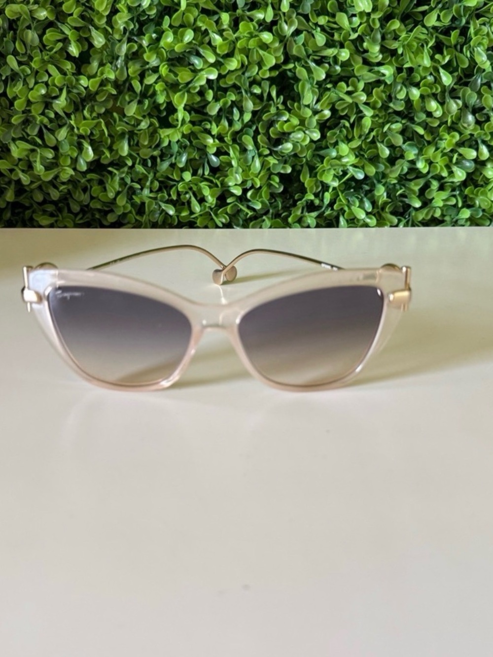Salvatore Ferragamo Women's Beige Cat Eye Sunglasses